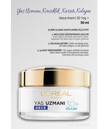 L'Oreal Paris 3 Pieces Loreal Paris Age Expert Anti-Wrinkle Night Cream 30+ Collagen 50 ml and ROSIE - Buy Online on GoSupps.com