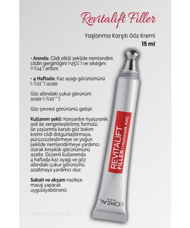 L'Oreal Paris Loreal Paris 3 Pieces Revitalift Filler Anti-Aging Eye Cream 15 ml and ROSIE - Buy Online on GoSupps.com