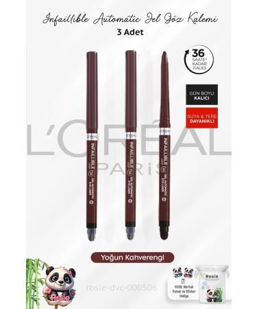 L'Oreal Paris 3 Pieces Infaillible Grip Automatic Gel Eye Pencil Intense Brown and Rosie