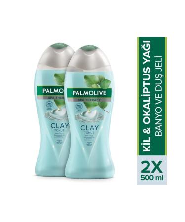 Palmolive Spa Therapy Clay Tonus Bath and Shower Gel 2 X 500 Ml + Shower Fibre Gift