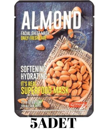 Dermal Moisturizer and Softener Superfood Almond Face Mask for All Skin Types 5 Pieces