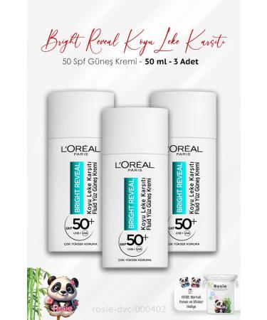 L'Oreal Paris 3-pack L'oreal Paris Bright Reveal Spf 50+ Dark Spot Face Sunscreen 50 ml and ROSIE