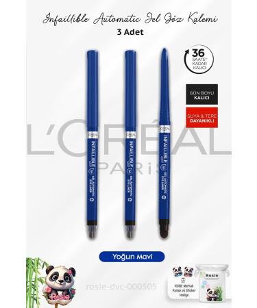L'Oreal Paris 3 Pieces Infaillible Grip Automatic Gel Eye Pencil Intense Blue and Rosie