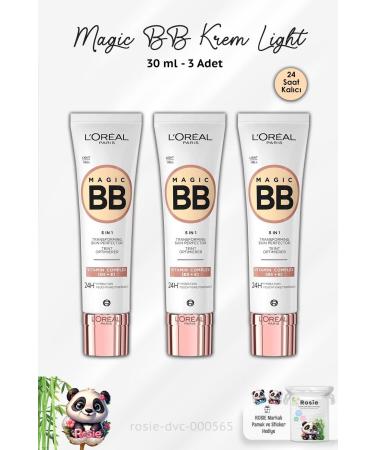 L'Oreal Paris 3 Pieces Loreal Paris Magic BB Cream 24H Light 30 ml and ROSIE Cotton