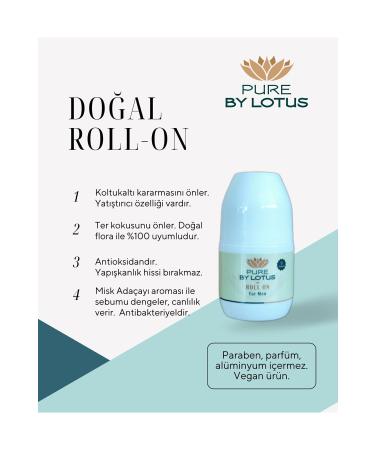 PURE BY LOTUS Mineral Odor Repellent Musk Sage and Mint Scented Natural Roll-on for Men 50 ml