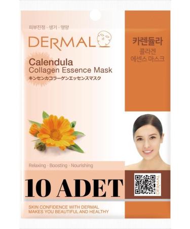Dermal Calming Supportive and Nourishing Calendula Extract Collagen Mask 10 Pieces