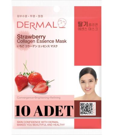 Dermal Brightening and Purifying Strawberry Extract Collagen Mask X10 Pieces