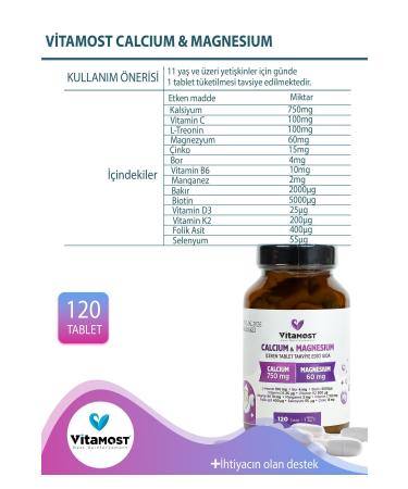 Vitamost Calcium | Magnesium 1500mg Zinc D3k2 (CALCIUM MAGNESIUM ZINC L-THREONINE) 120 Tablets - Buy Online on GoSupps.com