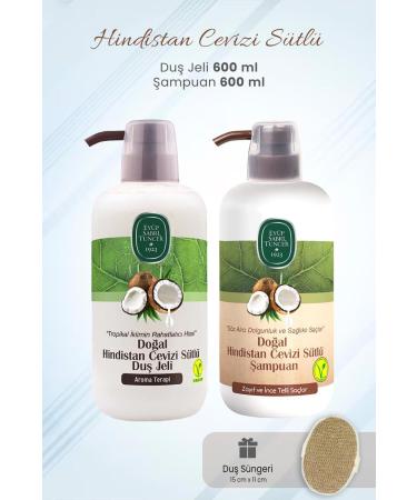 Ey p Sabri Tuncer Coconut Shampoo 600 ml Shower Gel 600 ml and Shower Sponge