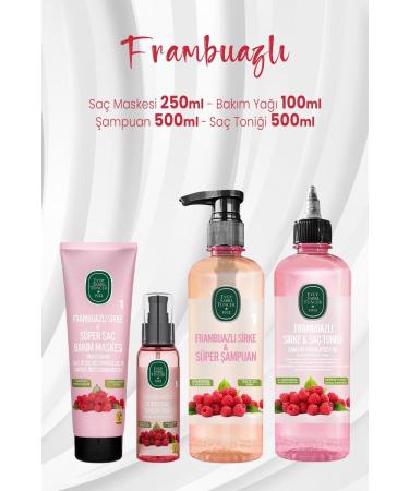 Ey p Sabri Tuncer Raspberry Hair Mask 250 ml Hair Oil 100 ml Shampoo 500 ml and Tonic 500 ml