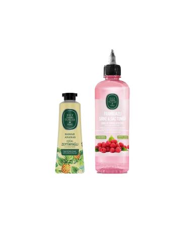 Ey p Sabri Tuncer Raspberry Vinegar & Hair Tonic 500 ml and Hand and Body Cream Hawaii Pineapple 50 ml