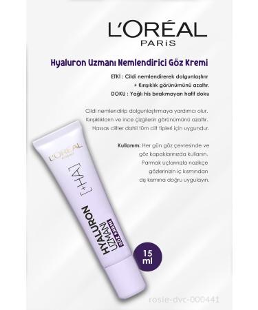 L'Oreal Paris 3 Pieces Loreal Paris Hyaluron Expert Moisturizing Cream Eye 15 ml and ROSIE - Buy Online on GoSupps.com