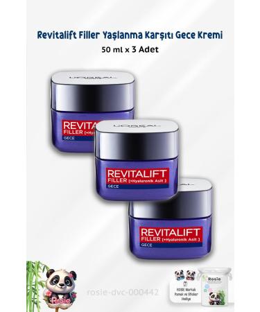 L'Oreal Paris 3 Pieces Loreal Paris Revitalift Filler Anti-Aging Cream Night 50 ml and ROSIE