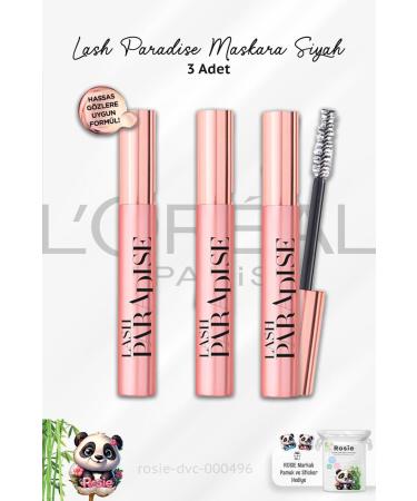 L'Oreal Paris 3 Pieces Loreal Paris Lash Paradise Mascara Black and ROSIE