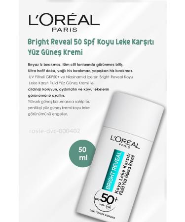 L'Oreal Paris 3-pack L'oreal Paris Bright Reveal Spf 50+ Dark Spot Face Sunscreen 50 ml and ROSIE - Buy Online on GoSupps.com
