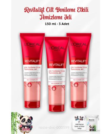 L'Oreal Paris 3 Pieces Loreal Paris Revitalift Skin Renewal Effective Cleansing Gel 150 ml and ROSIE