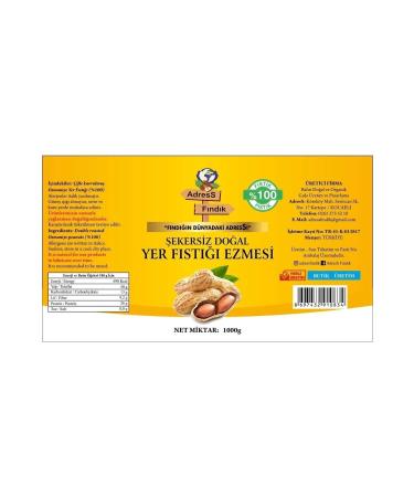 adressfindik Sugar-Free Natural Peanut Butter (PEANUTS) 1 Kg - Buy Online on GoSupps.com