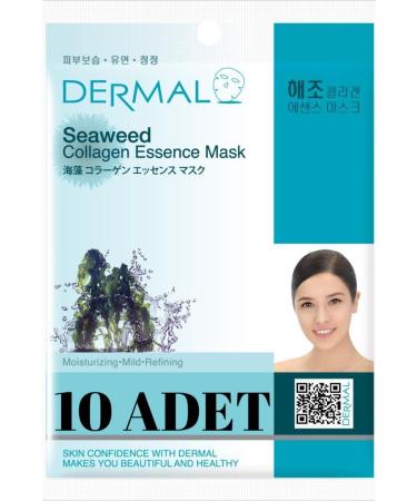 Dermal Purifying Moisturizing and Softening Seaweed Extract Collagen Mask 10 Pieces