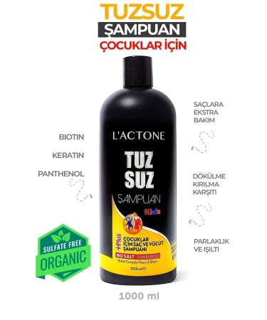 L'ACTONE No Salt Shampoo Kids 1000ml / Salt-Free Hair and Body Shampoo for Children