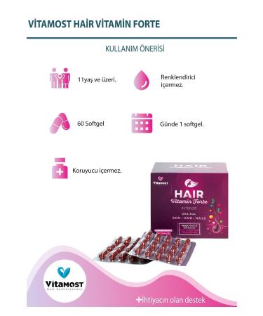 Vitamost Hair Vitamin Forte Biotin Keratin Horsetail Selenium Zinc Hair Vitamin 60 Softgel - Buy Online on GoSupps.com