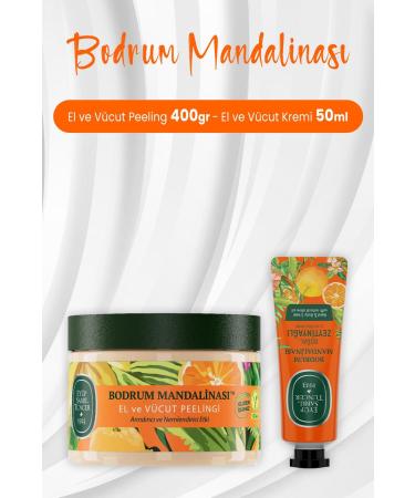 Ey p Sabri Tuncer Bodrum Tangerine Hand Body Peeling 400 gr and Hand Body Cream 50 ml