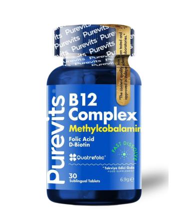 Purevits Vitamin B12 Complex - Folic Acid - Biotin - 30 Sublingual Tablets