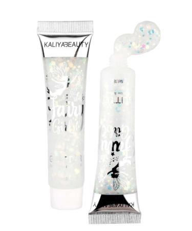 KALIYABEAUTY Face and Body Fairy Girl Glitter Gel Silver 6 Different Glitter Tones and Colors