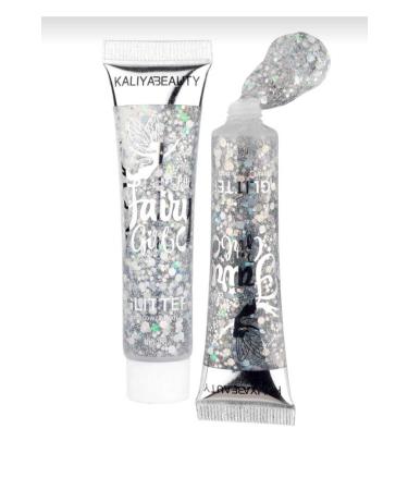 KALIYABEAUTY Face and Body Fairy Girl Glitter Gel Silver 6 Different Glitter Tones and Colors