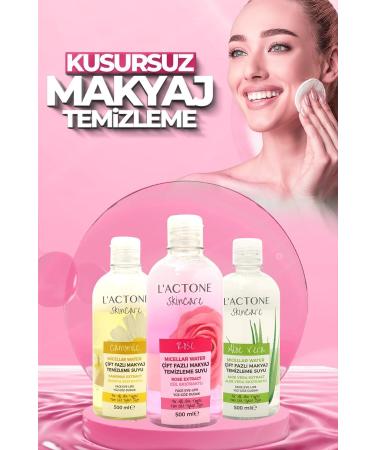 L'ACTONE Camomile Micellar Water 500 ml / Double Phase Chamomile Extract Face-Eye-Lip Make-Up Cleansing Water - Buy Online on GoSupps.com