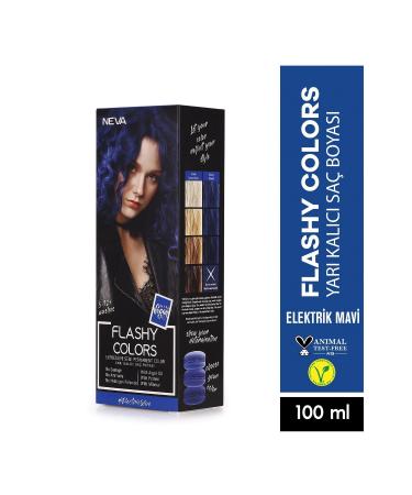 Neva Flashy Colors ELECTRIC BLUE Direct Applied Semi-Permanent Hair Dye 100ml (vegan)