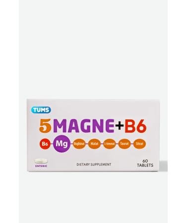 Tums 5 Magne B6 Magnesium Supplement 60 Enteric Tablets
