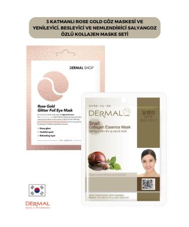 Dermal 3 Layer Rose Gold Eye Mask and Regenerating Nourishing and Moisturizing Snail Extract Collagen Mask