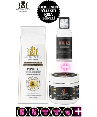 multinatural New 3-Piece Set Hair Loss Dandruff Shampoo Lotion Shampoo and Repair Conditioner Eczema-x Series