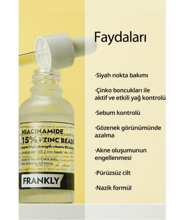 FRANKLY 15% Niacinamide and Zinc Beads Pore Serum 30ml - Buy Online on GoSupps.com