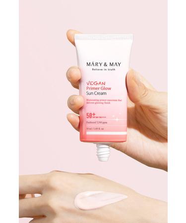 Mary & May Vegan Primer Glow Tone Equalizing Brightening Pink Sun Sunscreen SPF50+ PA++++ 50 ml - Buy Online on GoSupps.com