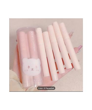 magic casa 6 pcs cute bear printed liquid lipstick set 6 pcs lip tint long lasting gloss set
