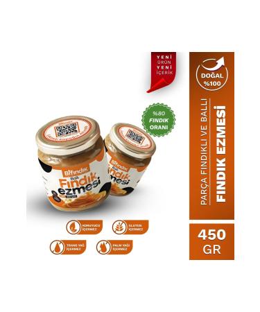 Bi Hazelnut Natural Honey Hazelnut Paste Additive-Free Snack Breakfast Spread 1st Quality 450gr Glass Jar