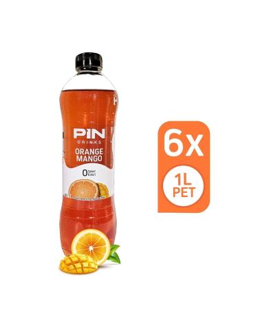 Pin Orange Mango Tropical White Tea - Sugar Free & Calorie Free - 1 Liter X 6 Pieces