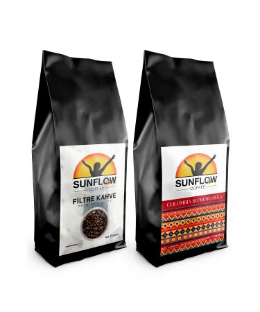 Sunflow Coffee Filter Coffee and Colombia Supremo 2 x 250 Gr. Local Filter Coffee