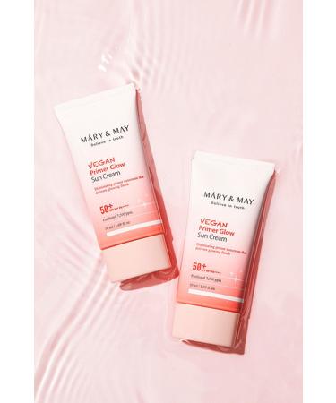 Mary & May Vegan Primer Glow Tone Equalizing Brightening Pink Sun Sunscreen SPF50+ PA++++ 50 ml - Buy Online on GoSupps.com