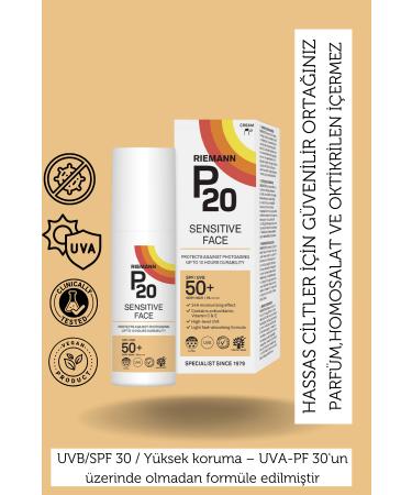 Riemann P20 Sensitive Face SPF50+ Protective Sun Cream - 50 gr