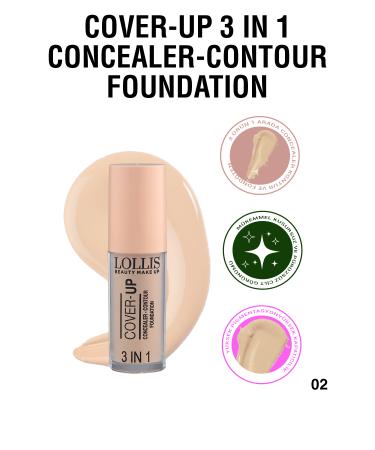 Lollis Cover - Up 3 in 1 Concealer Contour Foundation / Cover - Up 3 in 1 Concealer Contour Foundation 02