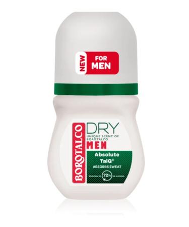 Borotalco Dry Men- Absolute Talq- Alcohol-Free Italian Roll-on for Men- 72 hours effective- 50 ml