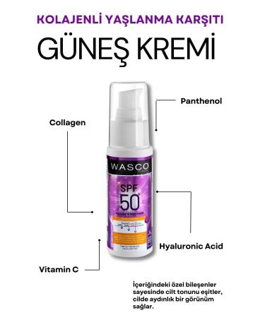 wasco Anti-Aging Spf50+ Collagen Sunscreen (collagen-panthenol-hyaluronic Acid) 50ml - Buy Online on GoSupps.com
