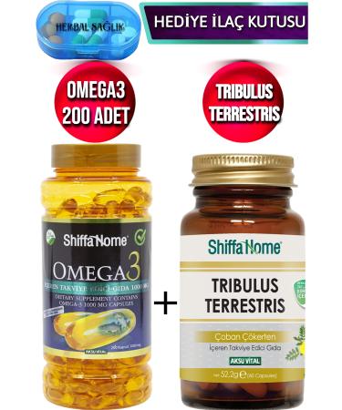 Shiffa Home Omega 3 200 Soft Gel Capsules 1000 Mg + Shiffa Home Tribulus Terrestris 60 Capsules 870 Mg