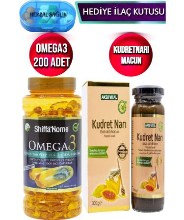 Shiffa Home Omega 3 200 Softgel Capsules 1000 Mg + Shiffa Home Bitter Melon Extract Paste 300 gr