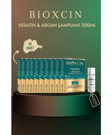 Bioxcin Keratin & Argan Shampoo 300ml 10 Pieces + 100ml Facial Cleanser Gift