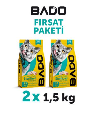 Bado Sterilized Adult Cat Food Chicken Meat 1.5 Kg 2-Piece