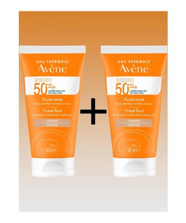 Avene SPF 50+ Fluide Tinted Tinted Sunscreen 50 ml X2