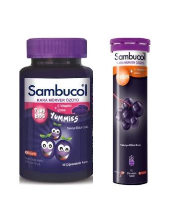 Sambucol Plus Kids Yummies 60 Chewable Tablets + Plus Effervescent 15 Tablets